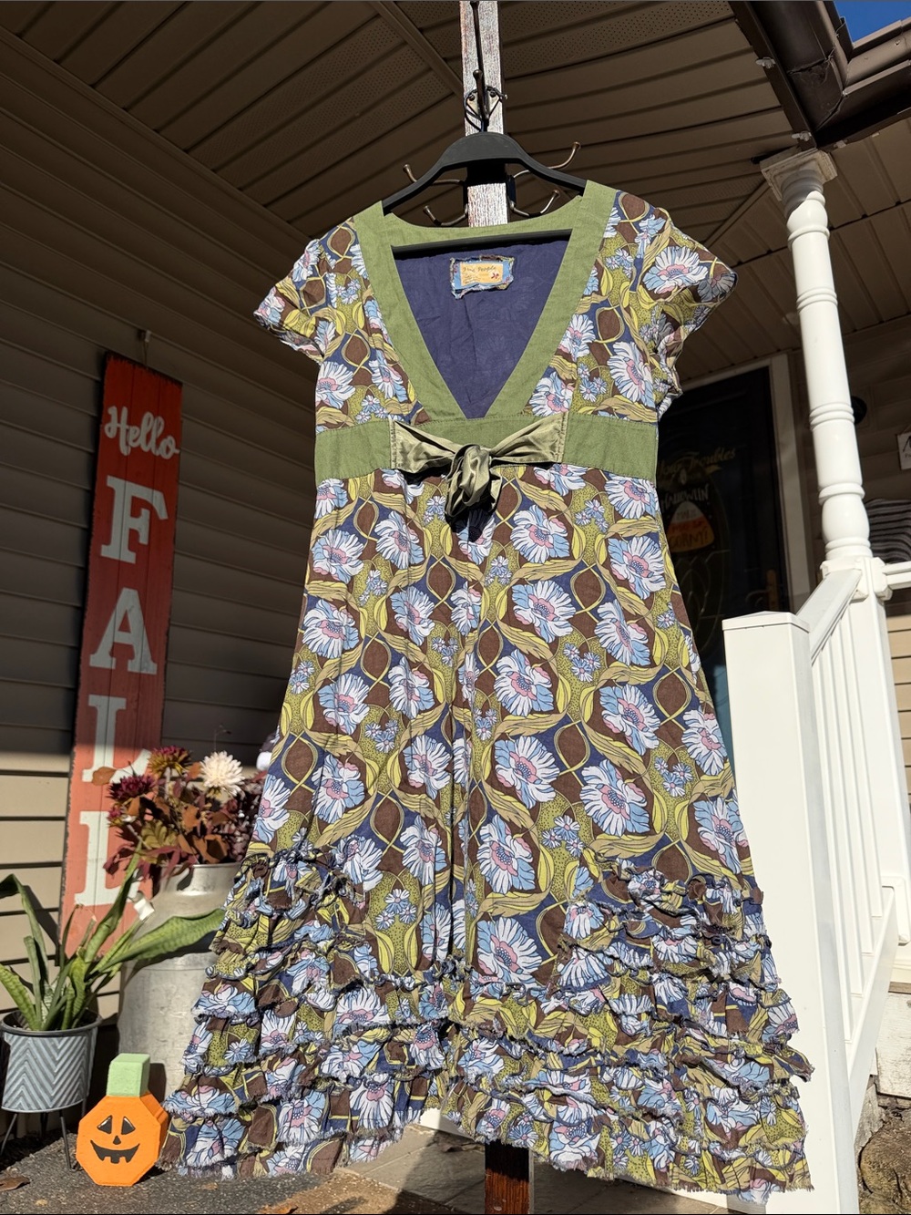 Free People Anthro Cotton Floral Ruffle Dress